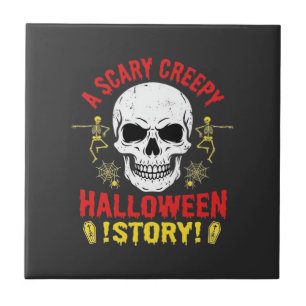 Azulejo De Cerâmica Conto de Halloween Assustadoramente Sinistro Crâni
