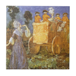 Azulejo De Cerâmica Contos de Fadas Vintage Cinderela e Fada Madrinha