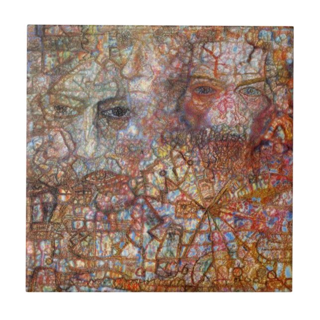 Azulejo De Cerâmica Convenções: Duas Faces (por Pavel Filonov) (Frente)