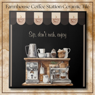 Azulejo De Cerâmica Convite Estação de Café Black Farmhouse Decorativo