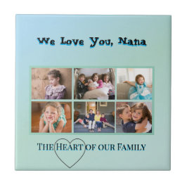 Azulejo De Cerâmica Cool Aqua 6-Photo Family Tribute