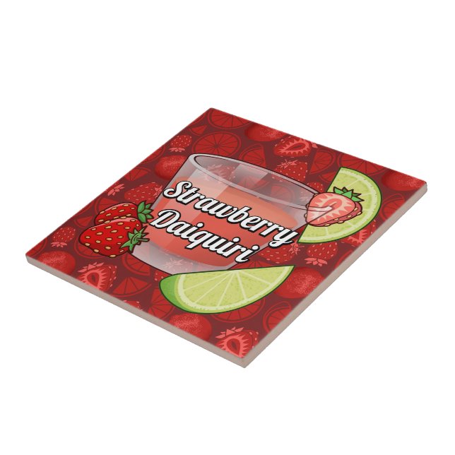 Azulejo De Cerâmica Coquetel Daiquiri de Morango (Lateral)