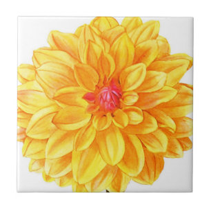 Azulejo De Cerâmica Cor da água amarela Dahlia