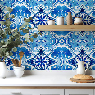 Azulejo De Cerâmica Cor da água azul mediterrânica de grande escala