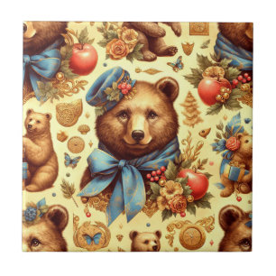 Azulejo De Cerâmica Cor d'água do Urso da Vintagem Cura