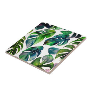 Azulejo De Cerâmica cor d'água monstera