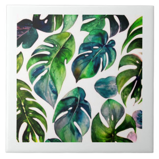 Azulejo De Cerâmica cor d'água monstera com quadro