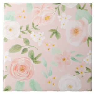 Azulejo De Cerâmica Cor d'água sem costura, cor-de-rosa e pêssego