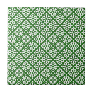 Azulejo De Cerâmica Cor damasco em verde