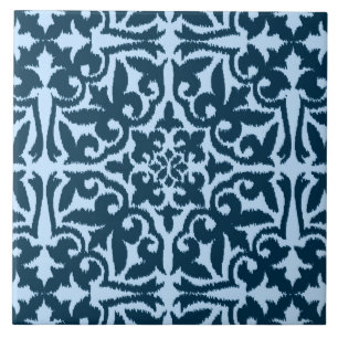 Azulejo De Cerâmica Cor damasco Ikat - Índio escuro e azul claro