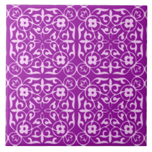 Azulejo De Cerâmica Cor damasco medieval, roxo amethyst