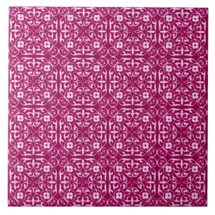 Azulejo De Cerâmica Cor damasco medieval, vinho burgundy