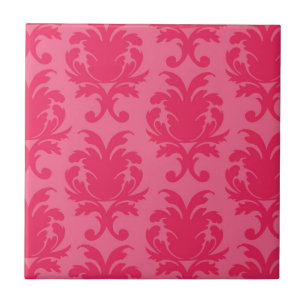 Azulejo De Cerâmica cor damasco rosa elegante com dois tons