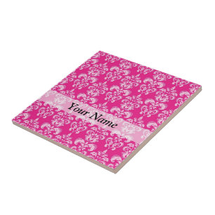Azulejo De Cerâmica Cor damasco rosa quente