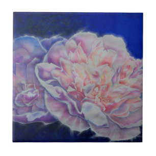 Azulejo De Cerâmica Cor-de-água branca azul-rosa, elegante romântica