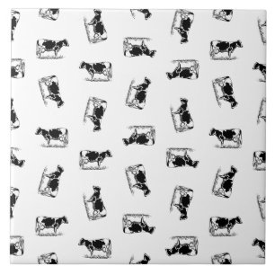 Azulejo De Cerâmica COR DE FUNDO PERSONALIZADO DA Vaca Holstein Cláss