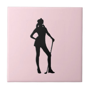 Azulejo de cerâmica cor-de-rosa com golfe feminino