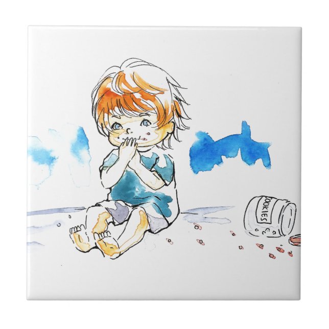 Azulejo De Cerâmica Cor insolente do comedor do biscoito (Frente)