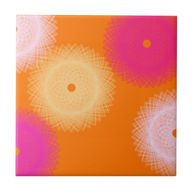 Azulejo De Cerâmica cor laranja e rosa pop (Frente)