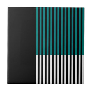 Azulejo De Cerâmica Cor Moderna - Bloco de cor - Preto-Teal com distri