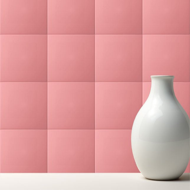 Azulejo De Cerâmica Cor sólida melancia a rosa liso (Criador carregado)