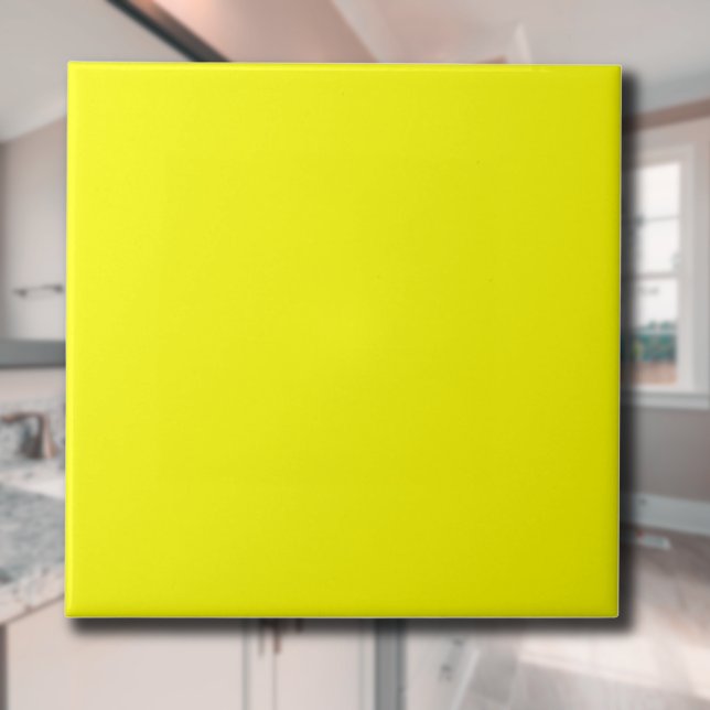 Azulejo De Cerâmica Cor Sólida Neon Amarelo | Clássico | Elegante (Criador carregado)