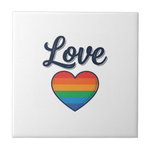 Azulejo De Cerâmica Coração Arco-íris de Amor Orgulho Camisa Desenho V