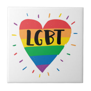Azulejo De Cerâmica Coração Arco-Íris LGBT