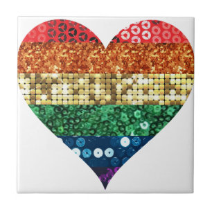 Azulejo De Cerâmica coração arco-íris lgbt