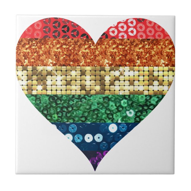 Azulejo De Cerâmica coração arco-íris lgbt (Frente)