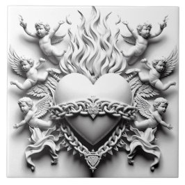 Azulejo De Cerâmica Coração Clássico + Cadeia