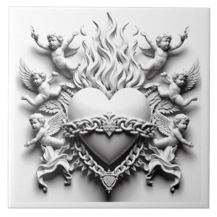Azulejo De Cerâmica Coração Clássico + Cadeia