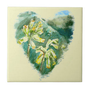 Azulejo De Cerâmica Coração da Primula do Cowslip
