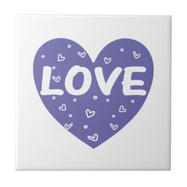 Azulejo De Cerâmica Coração de amor roxo (Frente)