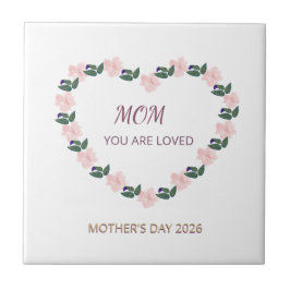 Azulejo De Cerâmica Coração de Peônias Mensagem de Amor da Mamãe