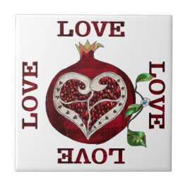Azulejo De Cerâmica Coração de Romã AMOR Dia dos Namorados