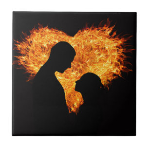 Azulejo De Cerâmica Coração do amor do fogo