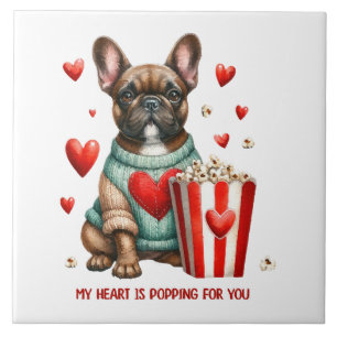 Azulejo De Cerâmica Coração do Dia dos Namorados do adorável Bulldog F