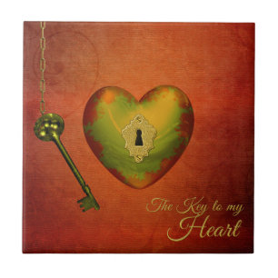 Azulejo De Cerâmica Coração do ouro com Chave