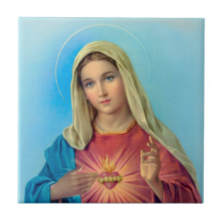 Azulejo De Cerâmica Coração imaculado de Mary