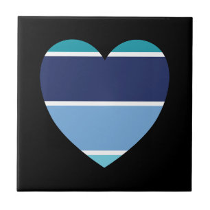 Azulejo De Cerâmica Coração Striped Azul