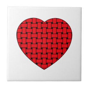 Azulejo De Cerâmica Coração Vermelho Weaved