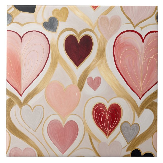 Azulejo De Cerâmica Corações de Amor (Frente)