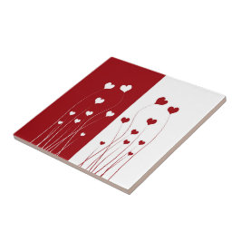 Azulejo De Cerâmica Corações de Amor Vermelho Romântico Moderno