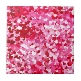 Azulejo De Cerâmica Corações de Confetes Rosa
