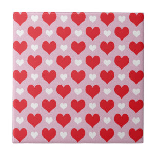 Azulejo De Cerâmica Corações de namorados vermelho e branco