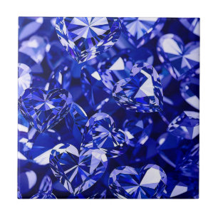 Azulejo De Cerâmica Corações Diamantes de Cristal Azul