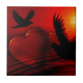 Azulejo De Cerâmica Corações e Doves