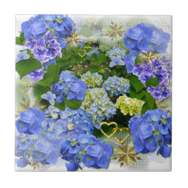 Azulejo De Cerâmica Corações e Hydrangeas