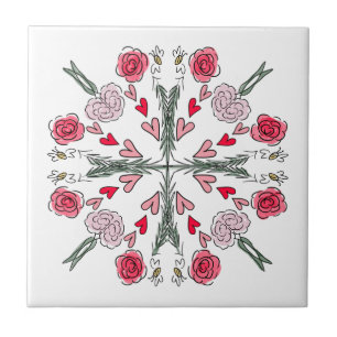Azulejo De Cerâmica Corações Fofos Abelhas Rosas Florais Rabiscos Româ